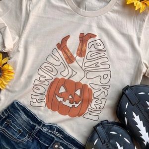 Howdy Pumpkin Cowgirl Legs Shirt